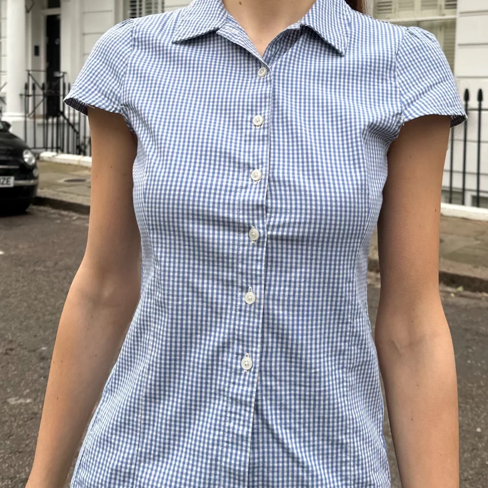 Blue Gingham Women's Top